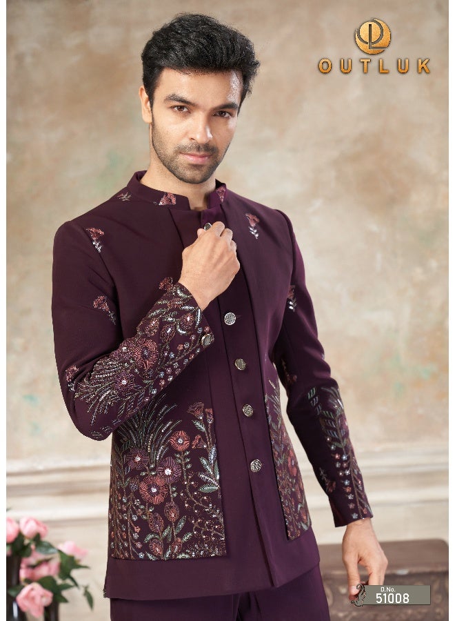 OUTLUK Maroon Jodhpuri Suit for Men - Image 3